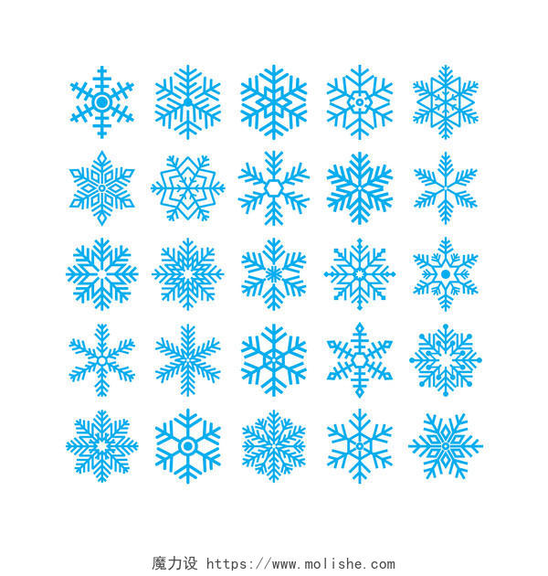 创意雪花元素蓝色雪花PNG素材